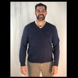 Ralph Lauren V-Neck Sweater 100% Lambswool Sz XL